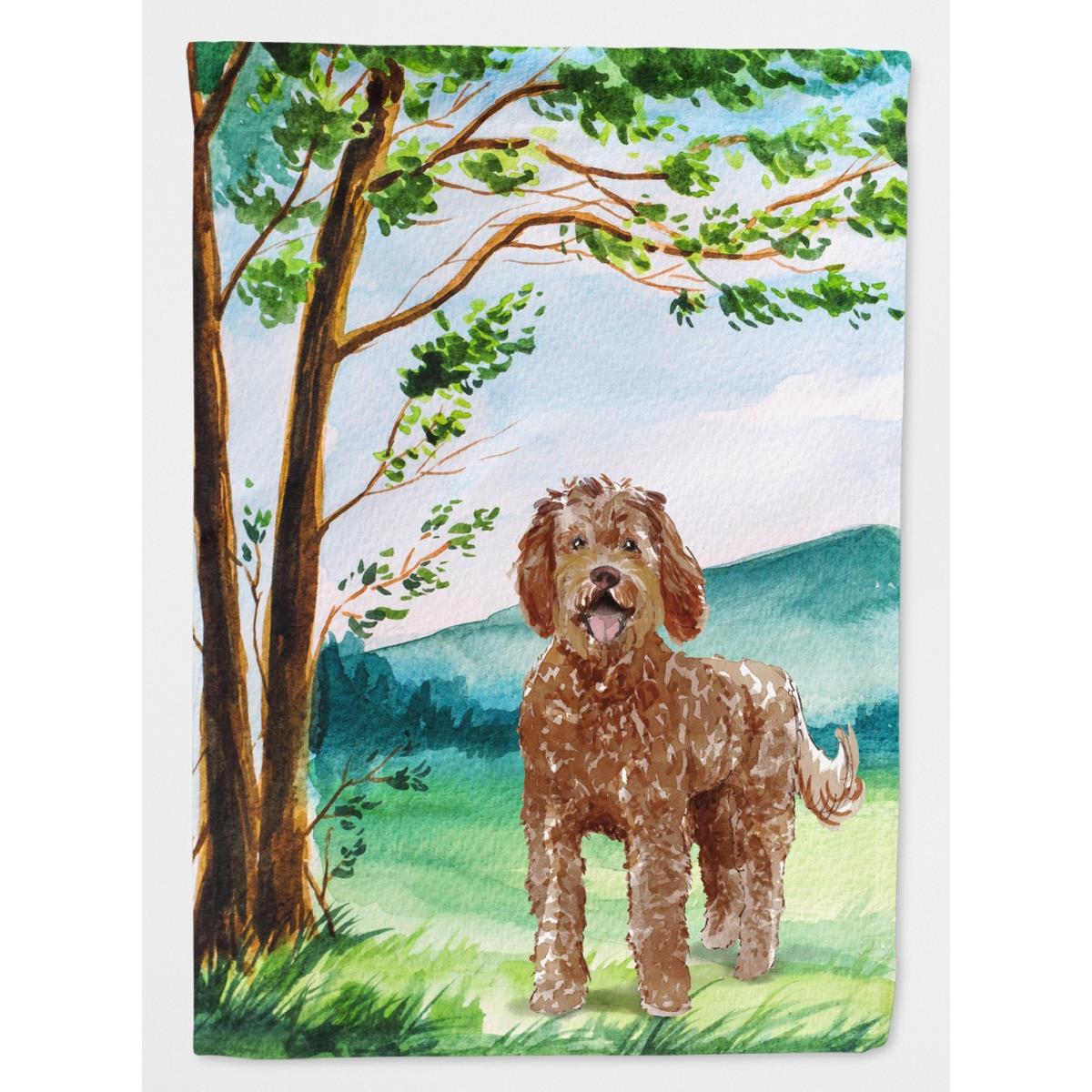 Under the Tree Labradoodle Garden Size Flag