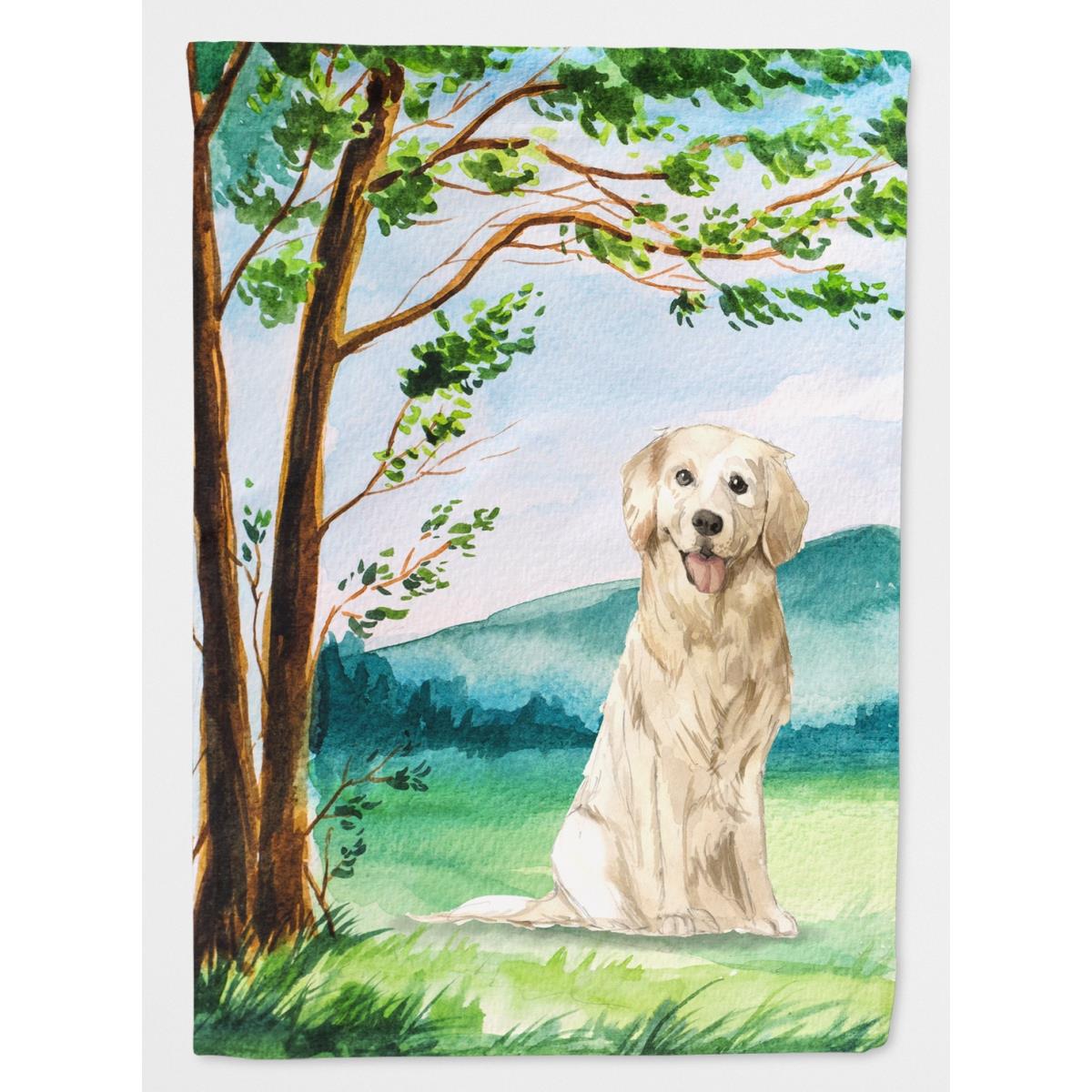 Under the Tree Golden Retriever Garden Size Flag