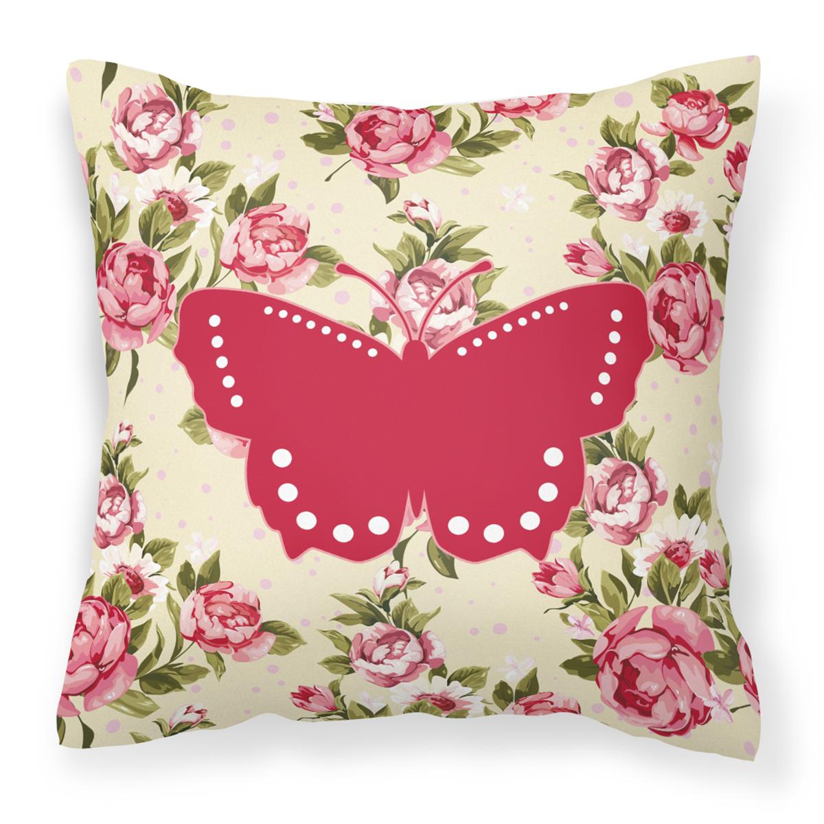 Butterfly Yellow Roses Fabric Decorative Pillow