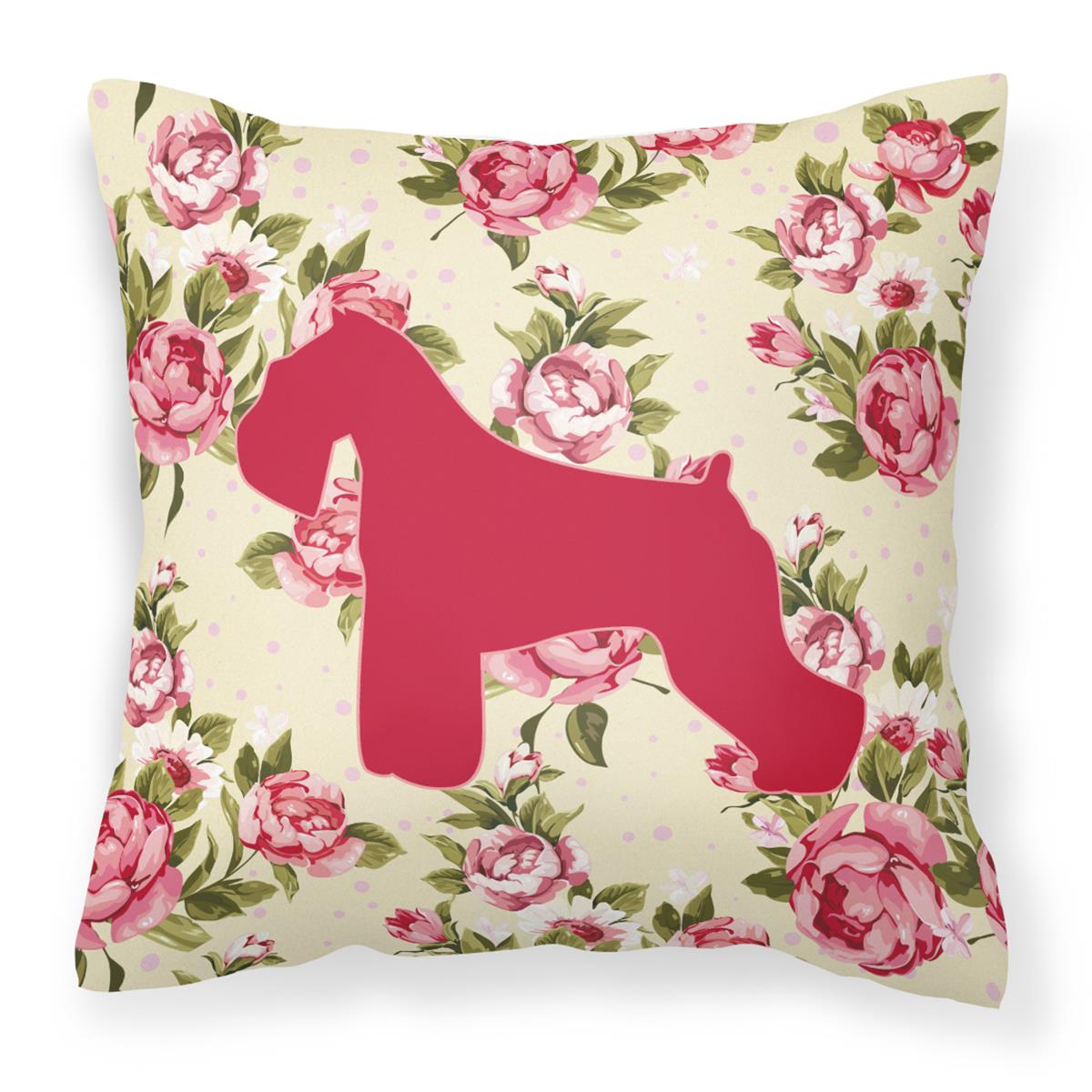 Schnauzer Yellow Roses Fabric Decorative Pillow