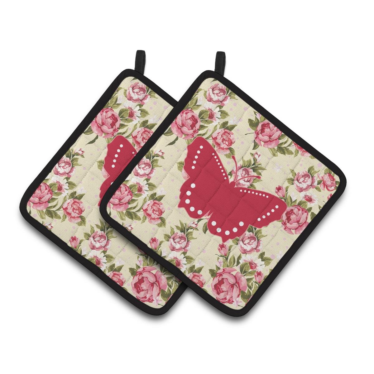 Picture of Carolines Treasures BB1033-RS-YW-PTHD Butterfly Yellow Roses Pair of Pot Holders