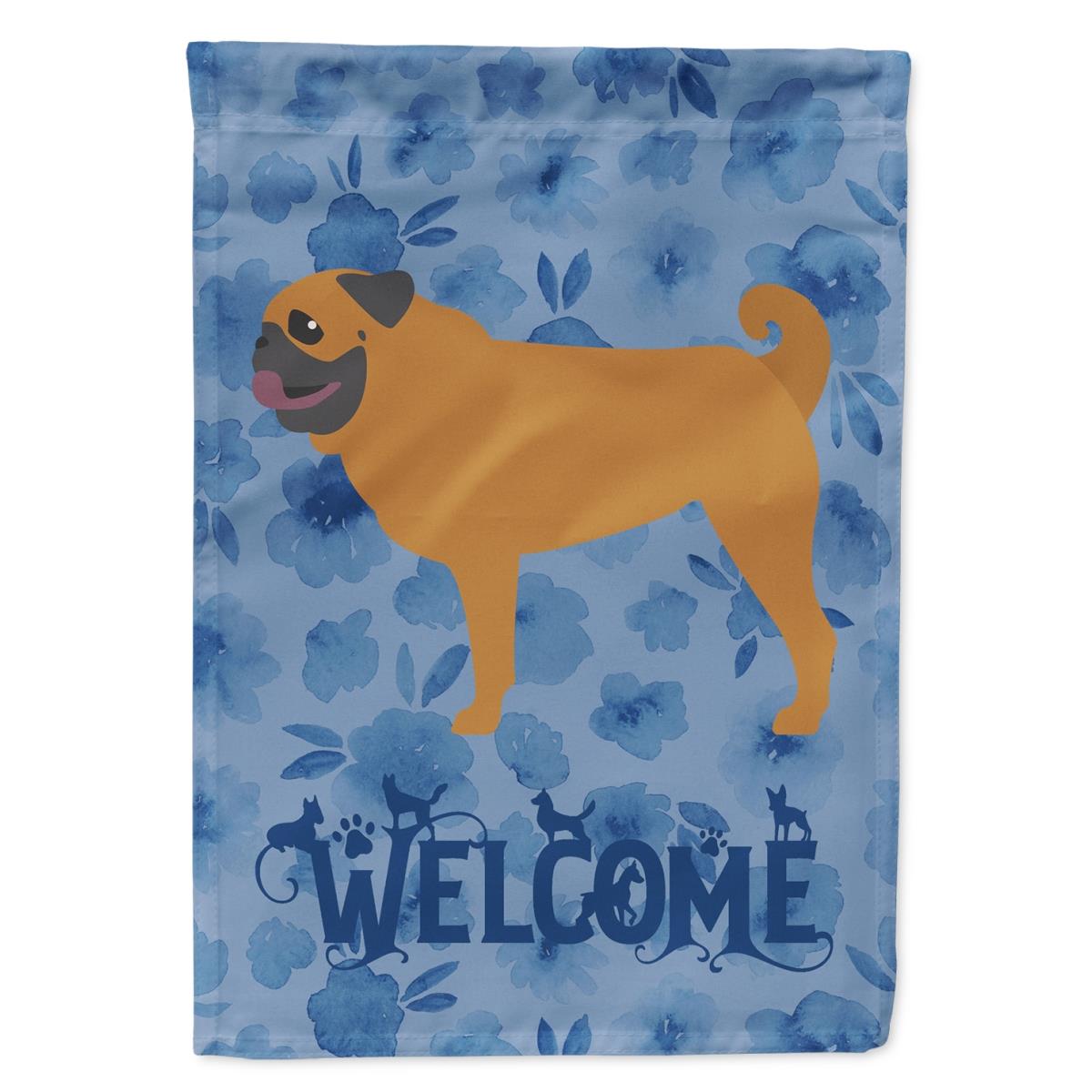 11 x 0.01 x 15 in. Pug Welcome Flag Garden Size