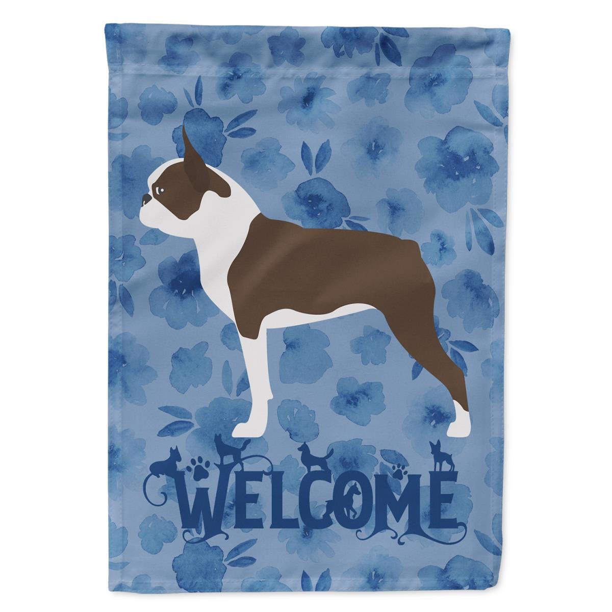 28 x 0.01 x 40 in. Boston Terrier Welcome Flag Canvas House Size