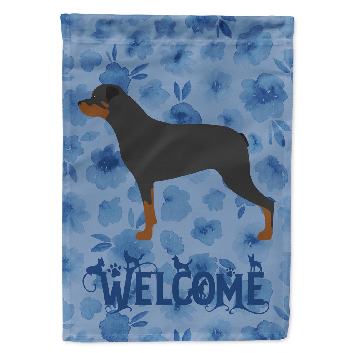 28 x 0.01 x 40 in. Rottweiler Welcome Flag Canvas House Size
