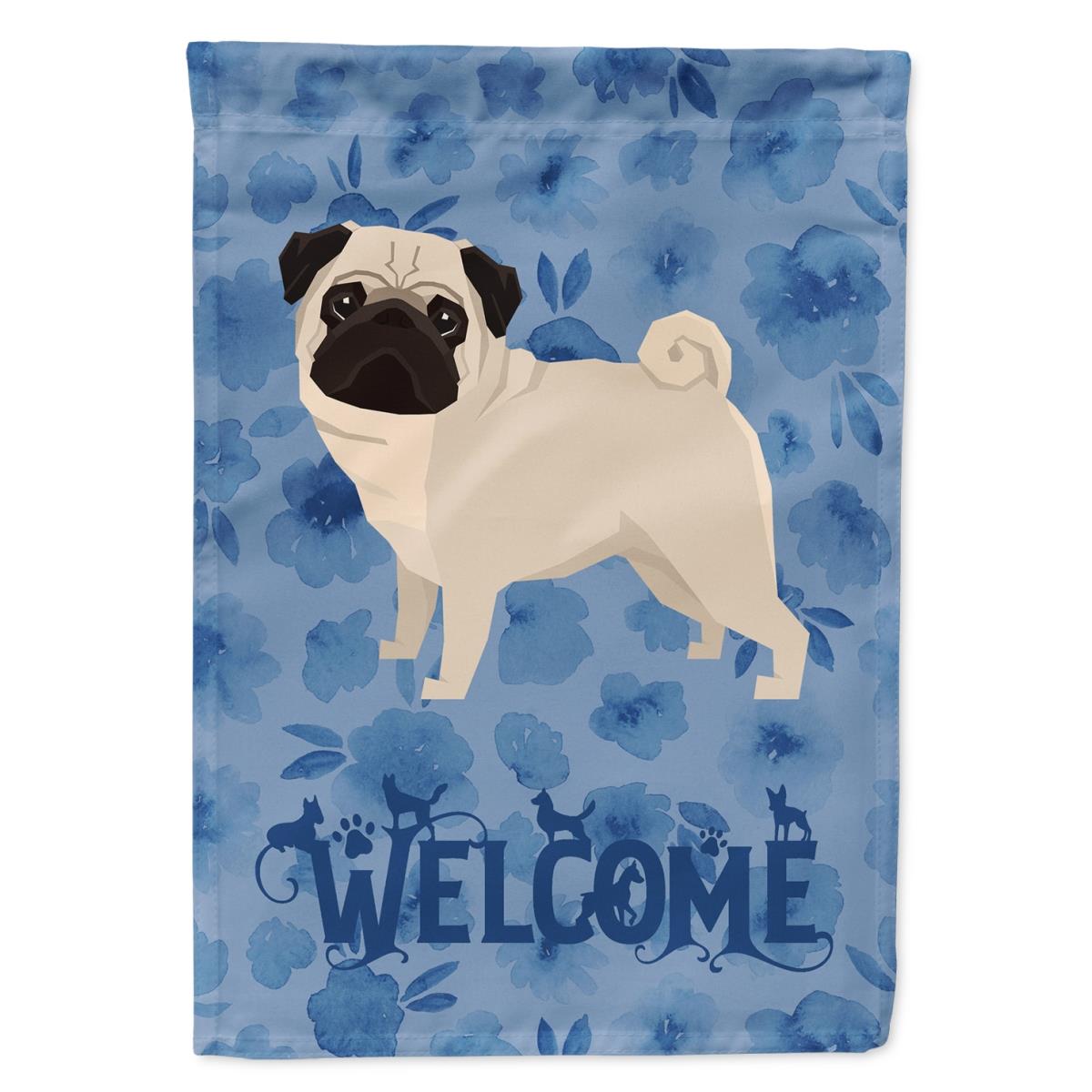 11 x 0.01 x 15 in. Pug Welcome Flag Garden Size