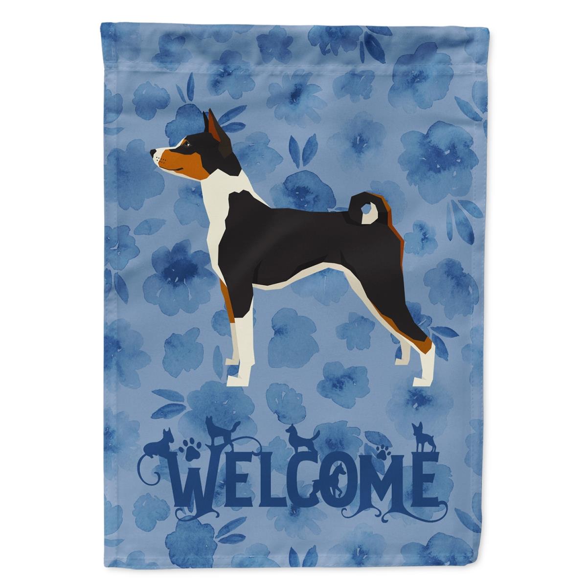 28 x 0.01 x 40 in. Basenji Welcome Flag Canvas House Size