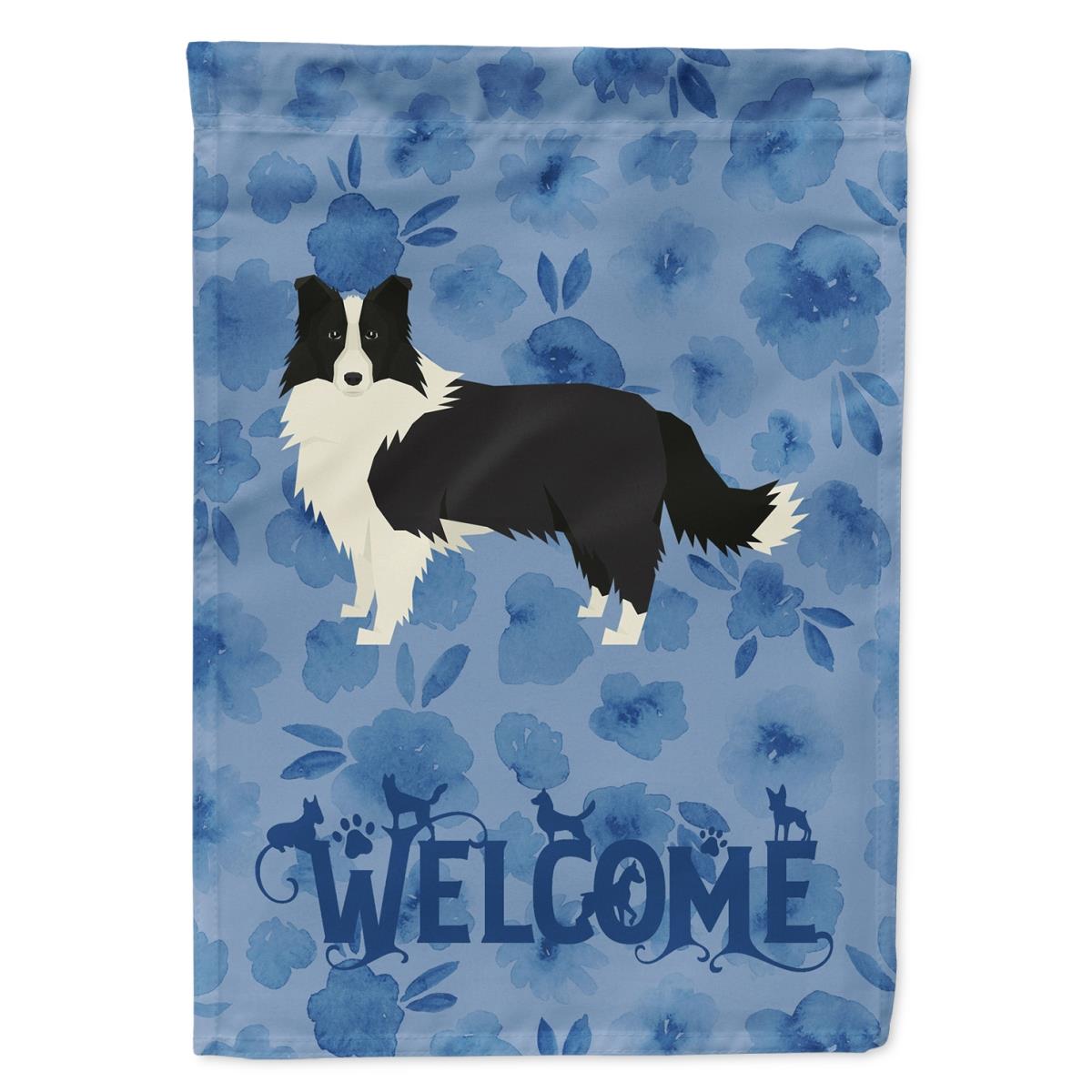 28 x 0.01 x 40 in. Border Collie Welcome Flag Canvas House Size