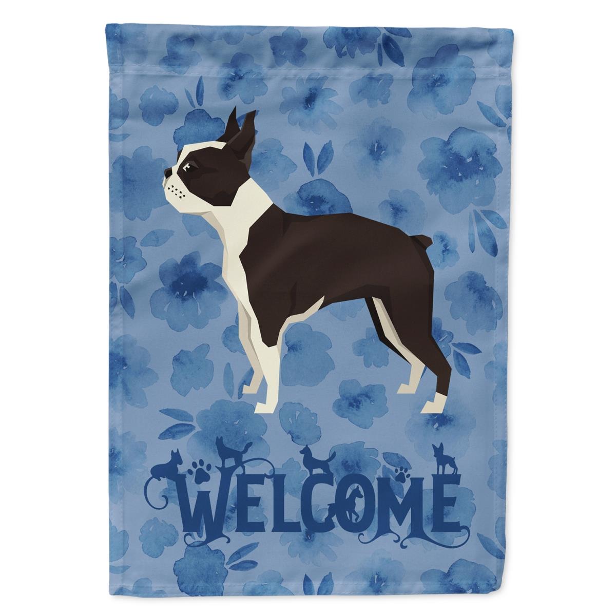 28 x 0.01 x 40 in. Boston Terrier Welcome Flag Canvas House Size