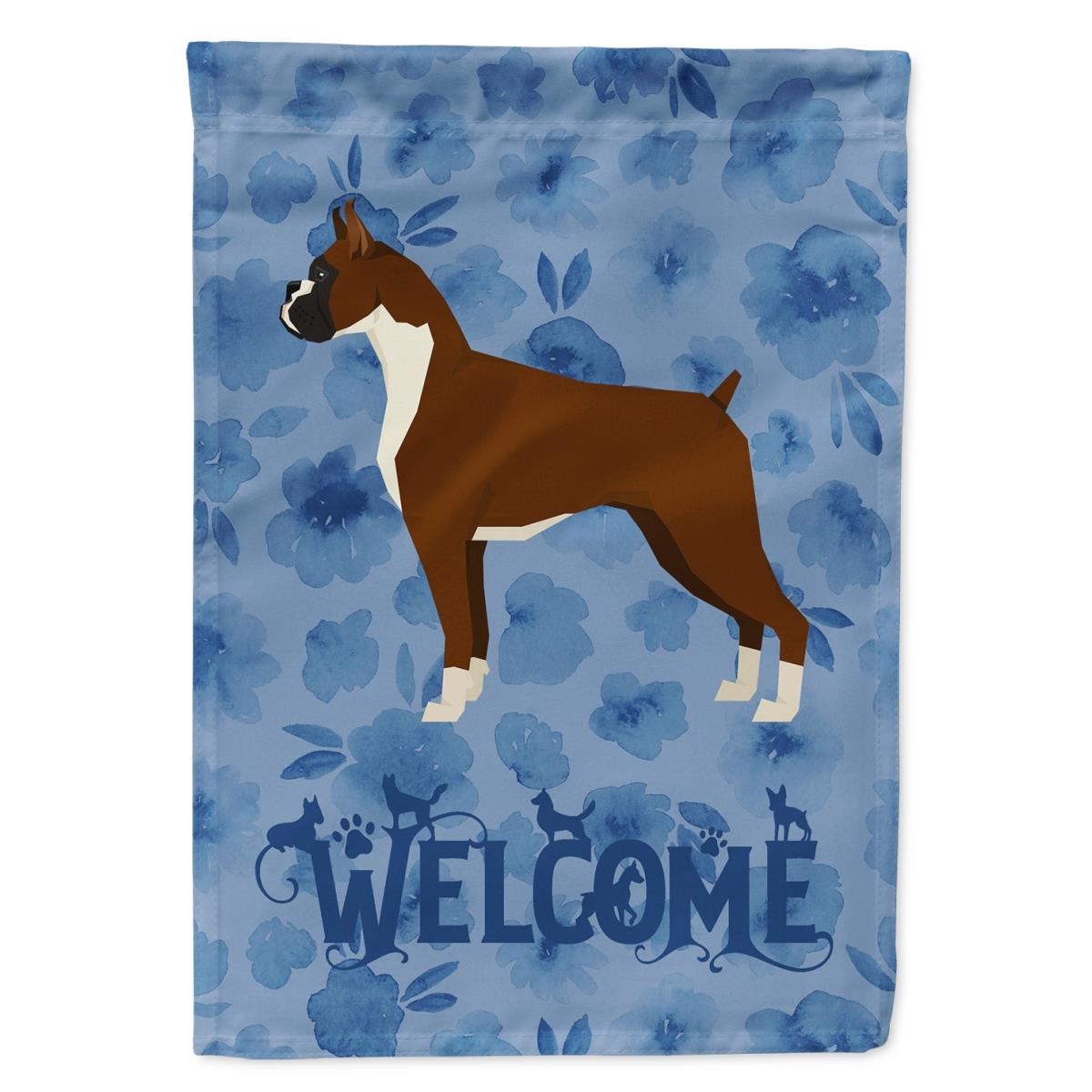 28 x 0.01 x 40 in. Boxer Welcome Flag Canvas House Size