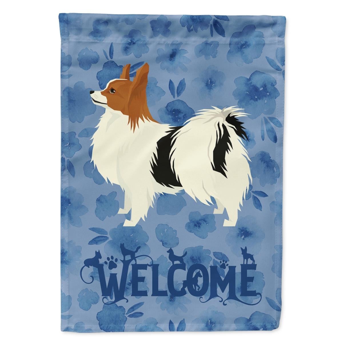 28 x 0.01 x 40 in. Papillon Welcome Flag Canvas House Size