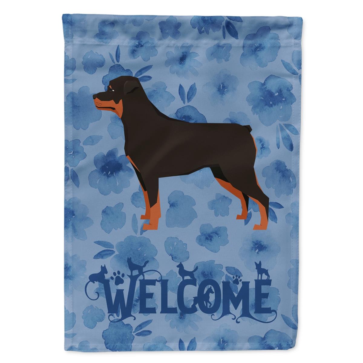28 x 0.01 x 40 in. Rottweiler Welcome Flag Canvas House Size