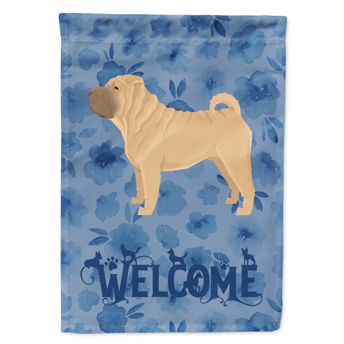 28 x 0.01 x 40 in. Shar Pei Welcome Flag Canvas House Size