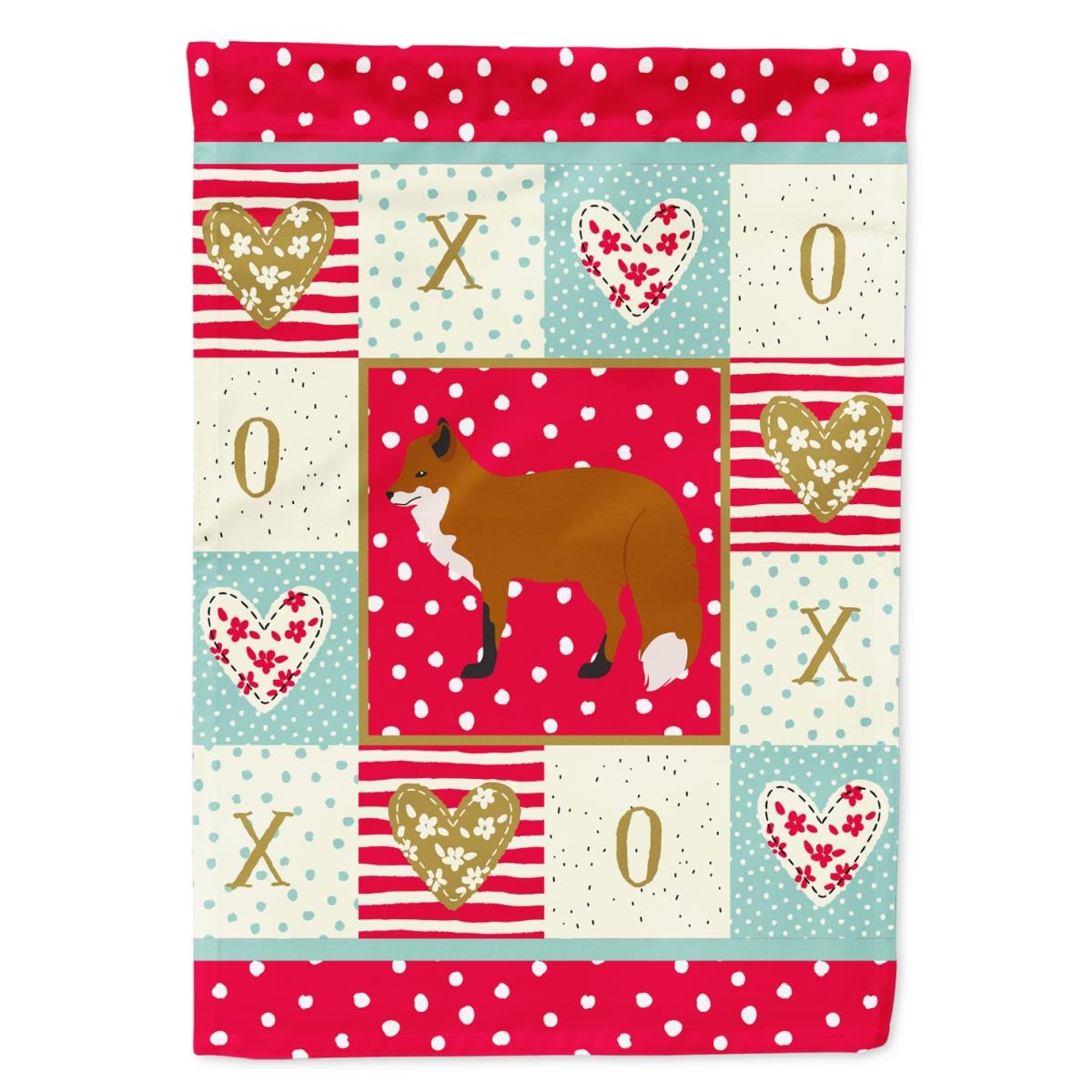 28 x 0.01 x 40 in. Red Fox Love Flag Canvas House Size