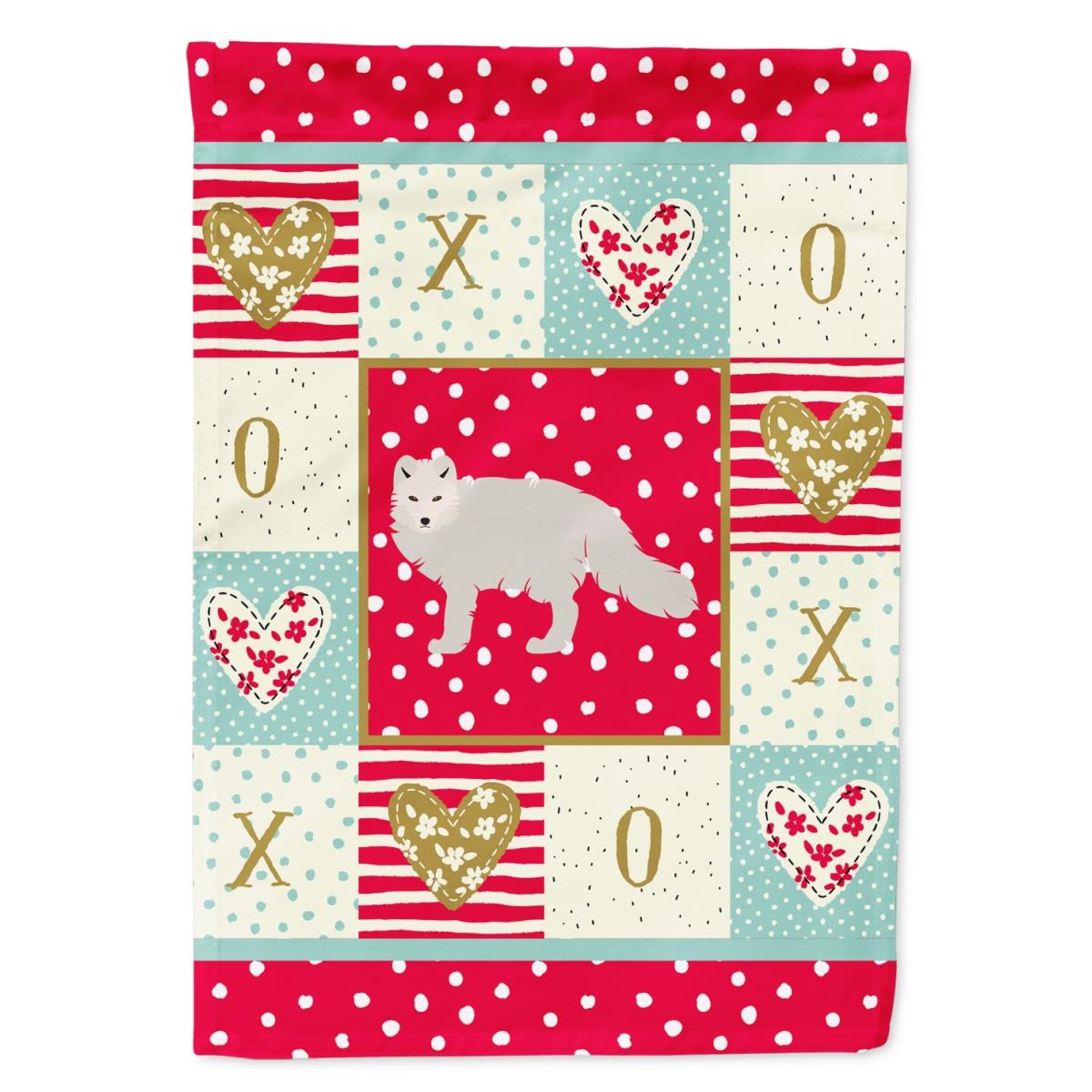 28 x 0.01 x 40 in. White Arctic Fox Love Flag Canvas House Size