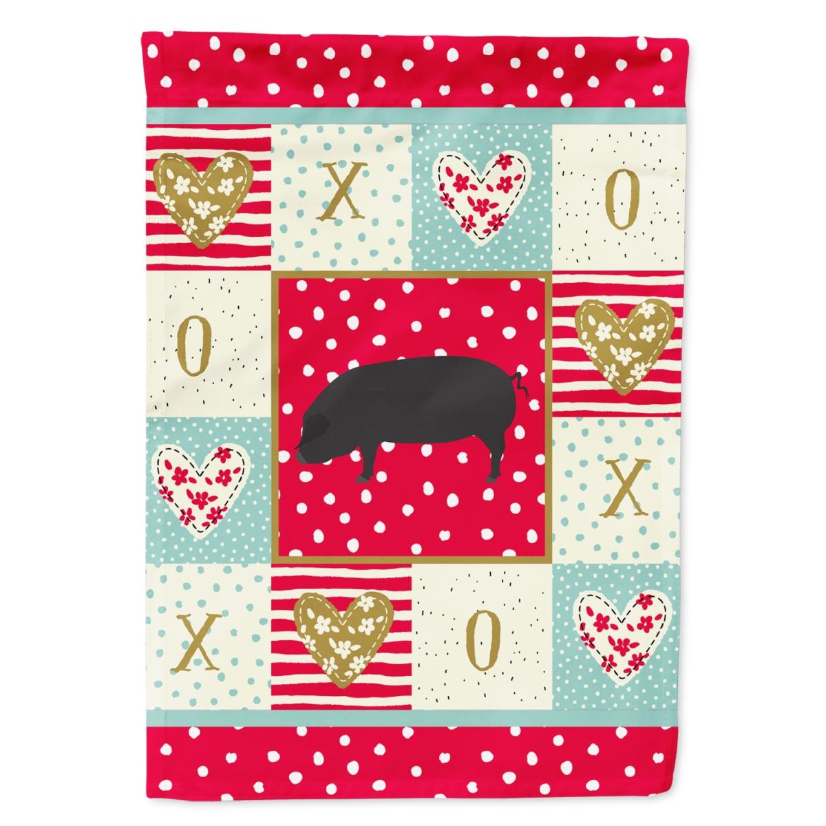 28 x 0.01 x 40 in. Devon Large Black Pig Love Flag Canvas House Size