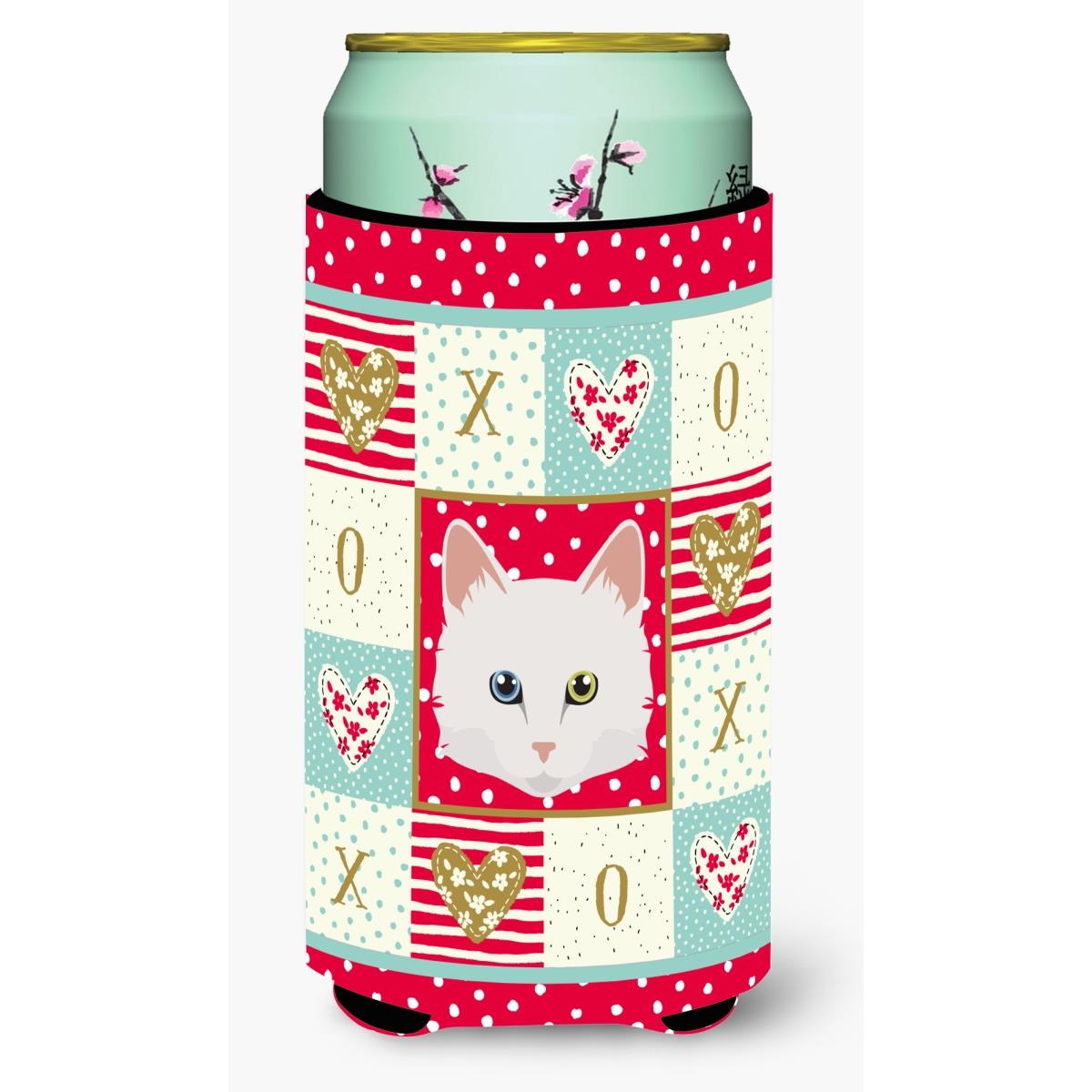 Turkish Angora Cat Tall Boy Beverage Insulator Hugger