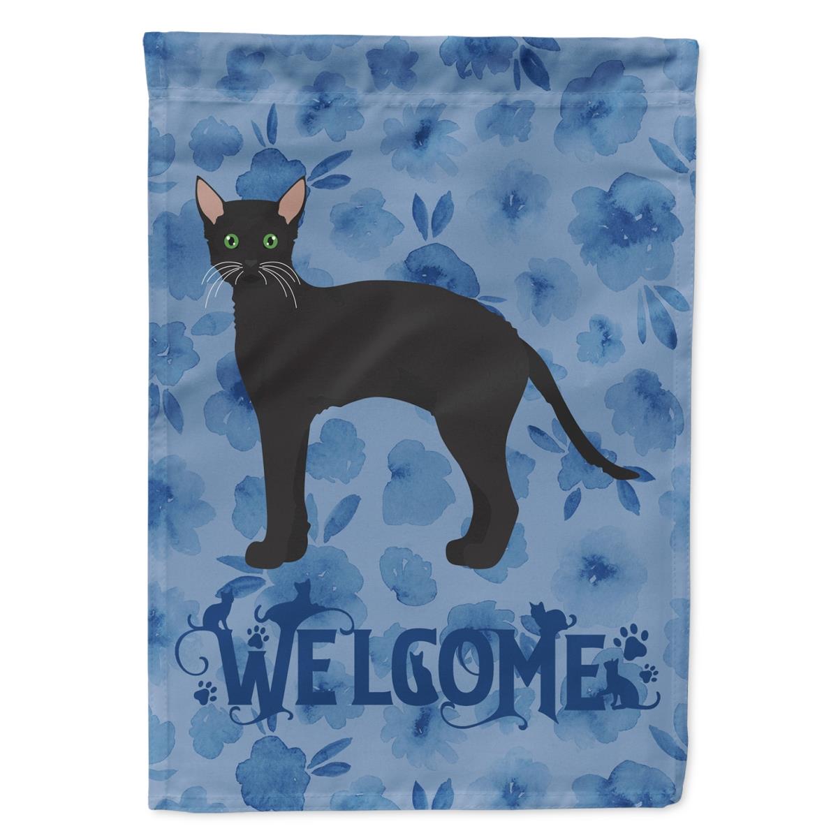 11 x 0.01 x 15 in. Black German Rex Cat Welcome Flag Garden Size
