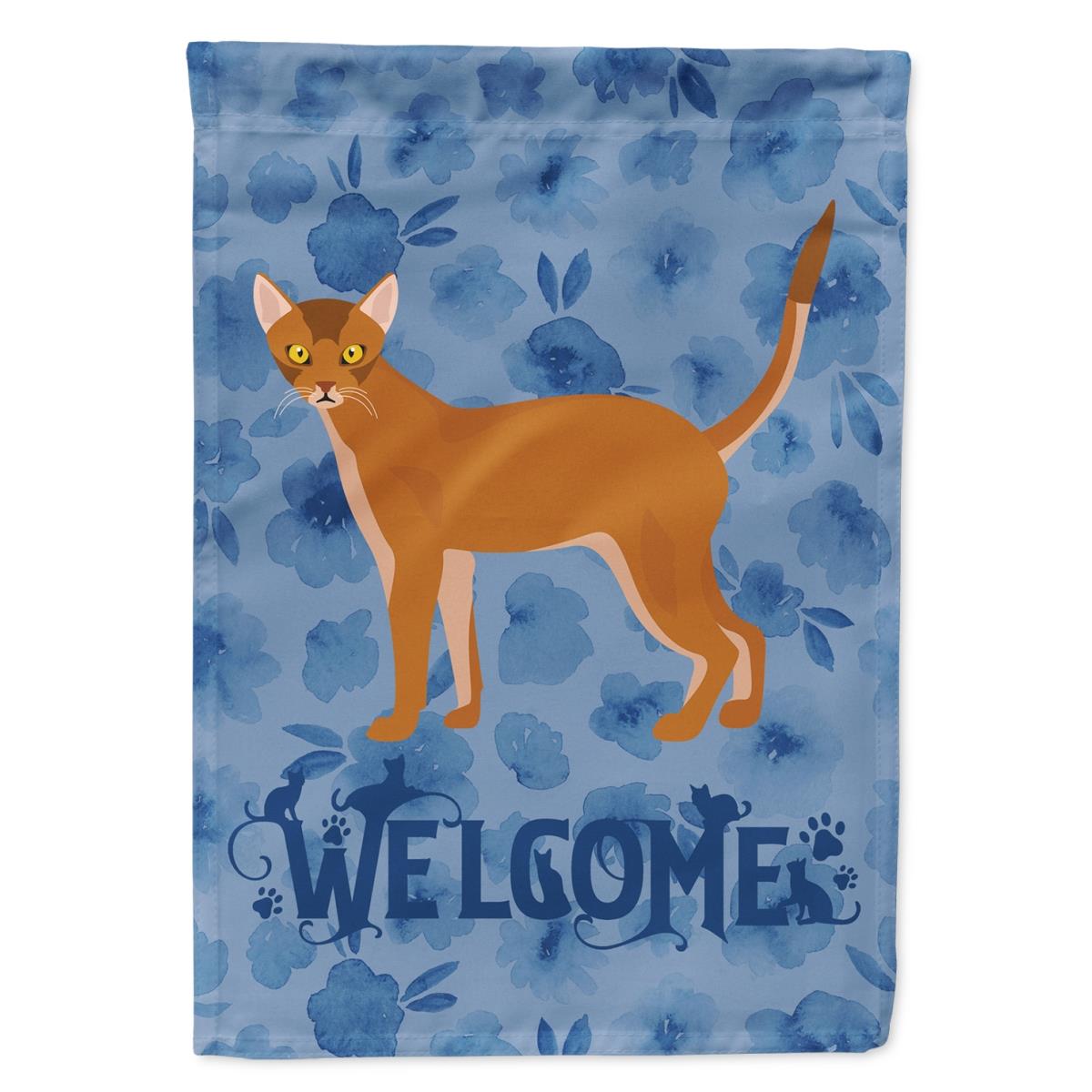 28 x 0.01 x 40 in. Red Abyssinian Cat Welcome Flag Canvas House Size