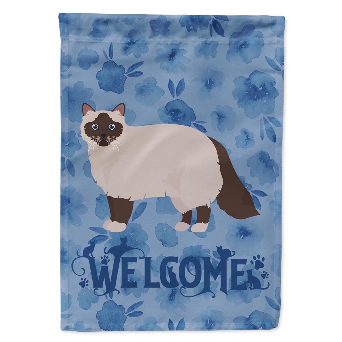 28 x 0.01 x 40 in. Birman Cat Welcome Flag Canvas House Size