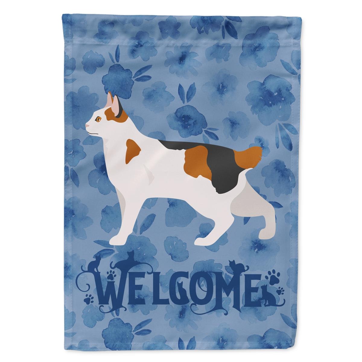 28 x 0.01 x 40 in. Korean Bobtail Cat Welcome Flag Canvas House Size