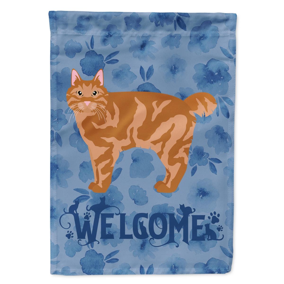 28 x 0.01 x 40 in. Kurilian Bobtail Cat Welcome Flag Canvas House Size