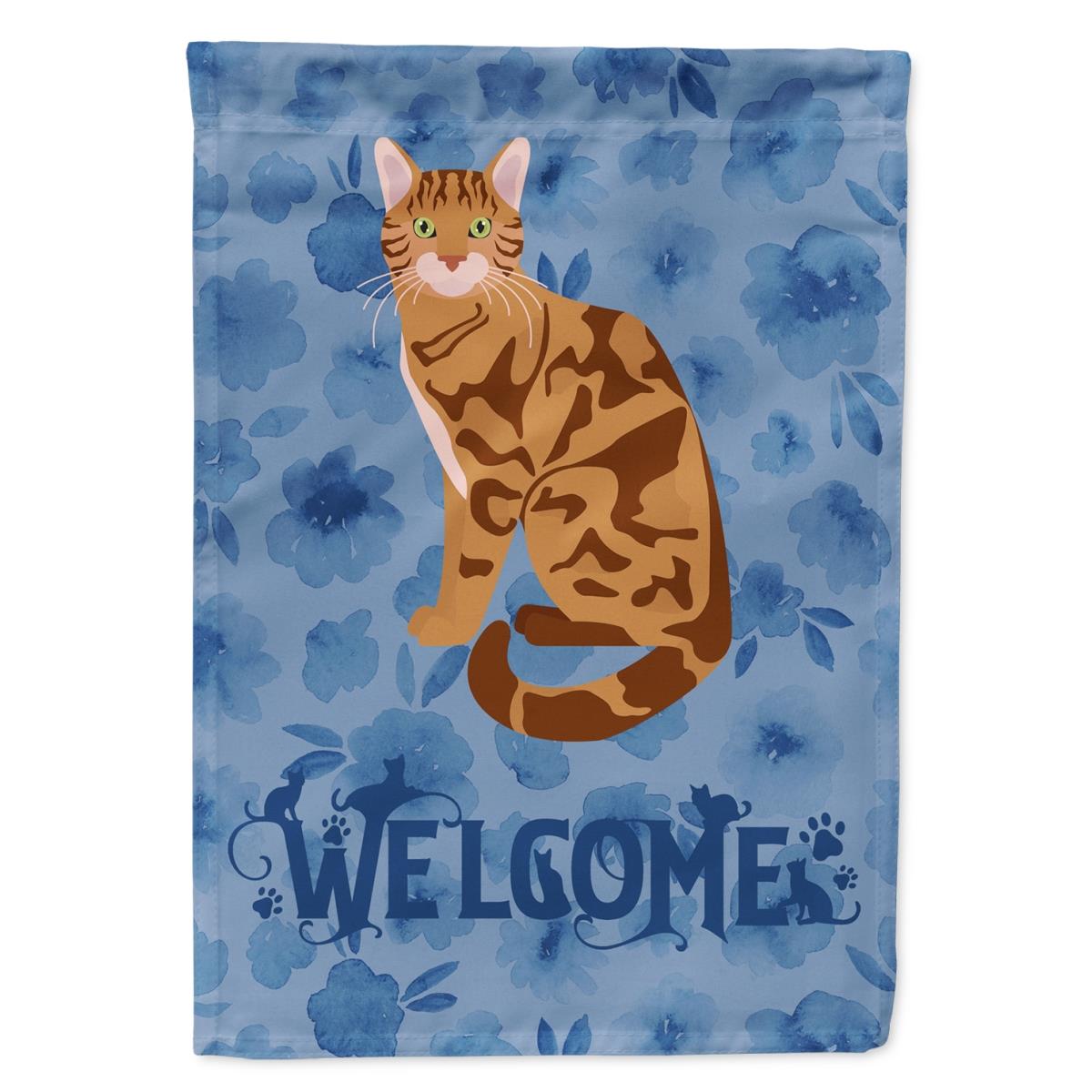 28 x 0.01 x 40 in. Bengal Cat Welcome Flag Canvas House Size