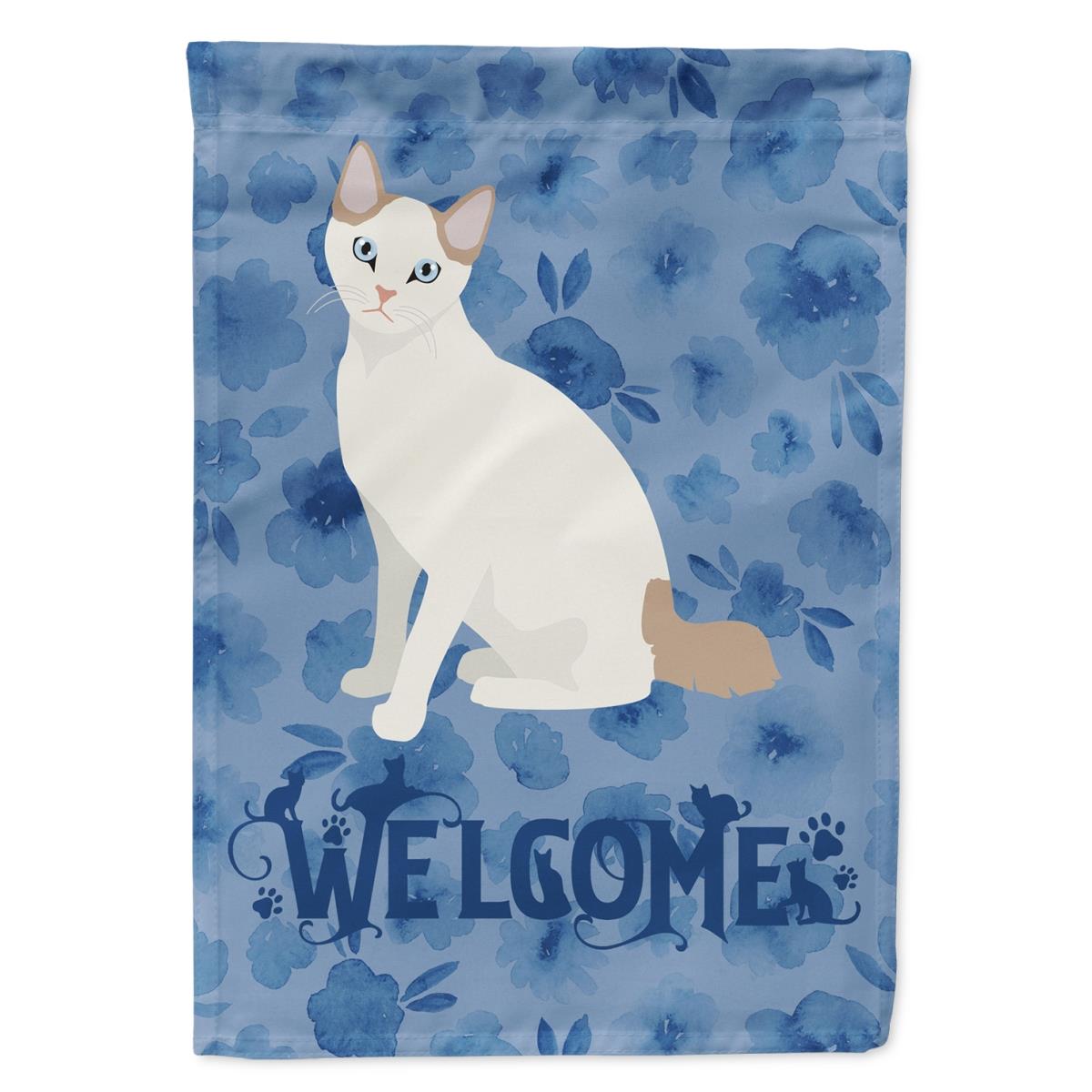 28 x 0.01 x 40 in. Korean Bobtail Cat Welcome Flag Canvas House Size