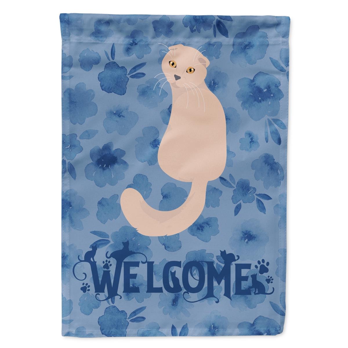 28 x 0.01 x 40 in. Scottish Fold Cat Welcome Flag Canvas House Size