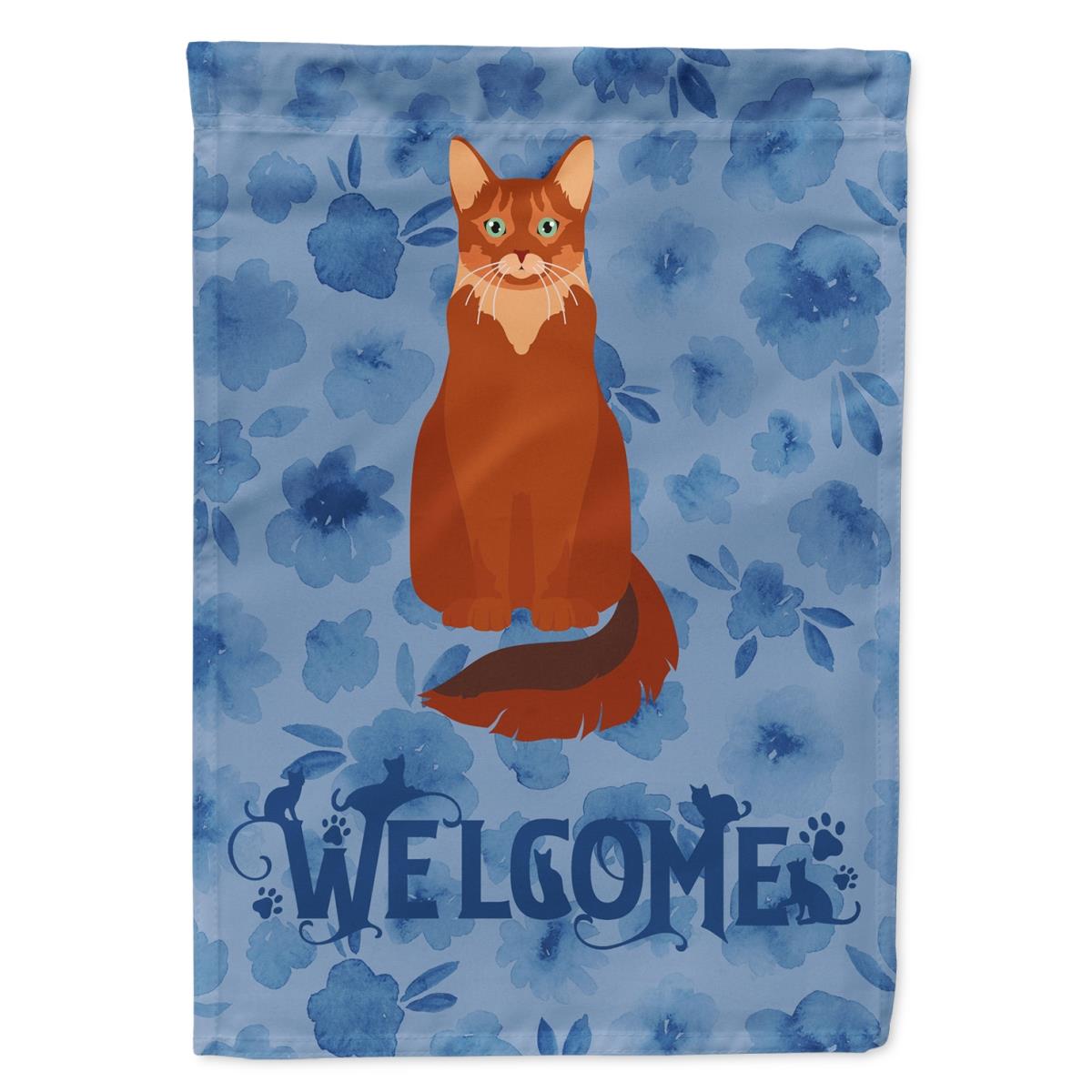 28 x 0.01 x 40 in. Somali Cat Welcome Flag Canvas House Size