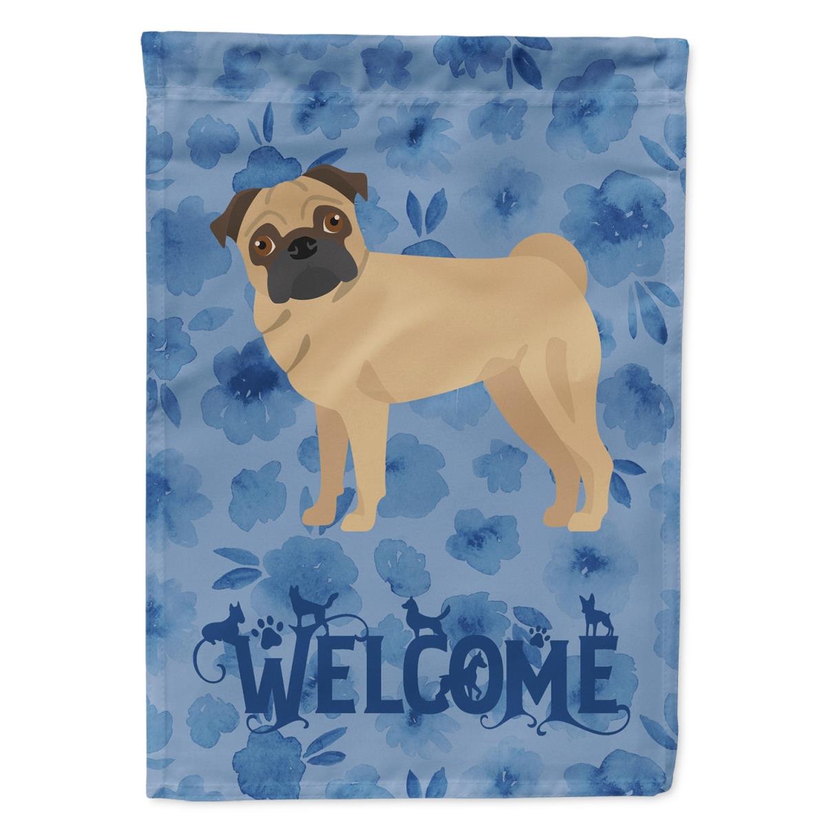 11 x 0.01 x 15 in. Pug Welcome Flag Garden Size