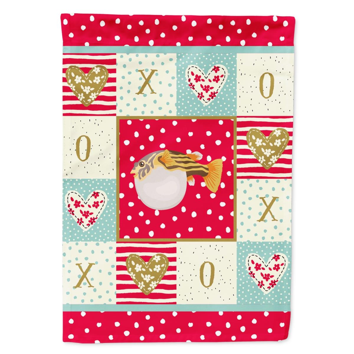 11 x 0.01 x 15 in. Puffer Fish Love Flag Garden Size
