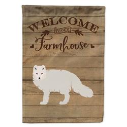 White Arctic Fox Welcome Canvas House Flag - 28 x 0.01 x 40 in.