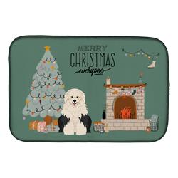 CK7659DDM 14 x 21 in. Old English Sheepdog Christmas Everyone Dish Drying Mat