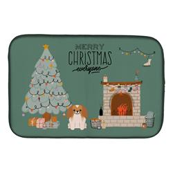 14 x 21 in. Red White Pekingese Christmas Everyone Dish Drying Mat