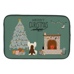 14 x 21 in. Cream Chinese Crested Christmas Everyone Dish Drying Mat