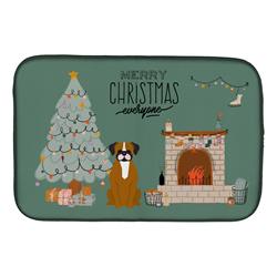 14 x 21 in. Flashy Fawn Boxer Christmas Everyone Dish Drying Mat