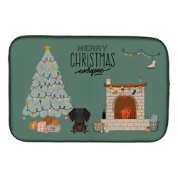 14 x 21 in. Black Tan Wire Haired Dachshund Christmas Everyone Dish Drying Mat
