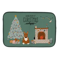 14 x 21 in. Red Bull Terrier Christmas Everyone Dish Drying Mat