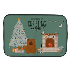 14 x 21 in. Red Chow Chow Christmas Everyone Dish Drying Mat
