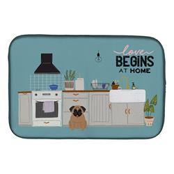 14 x 21 in. Brown Pug Kitchen Scene Dish Drying Mat