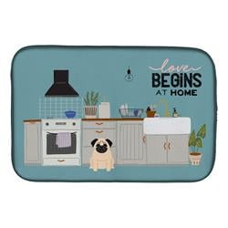 14 x 21 in. Fawn Pug Kitchen Scene Dish Drying Mat