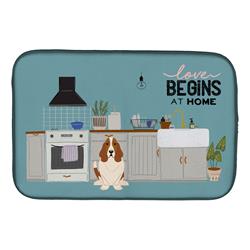 14 x 21 in. Basset Hound Kitchen Scene Dish Drying Mat