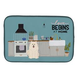 14 x 21 in. Samoyed Kitchen Scene Dish Drying Mat