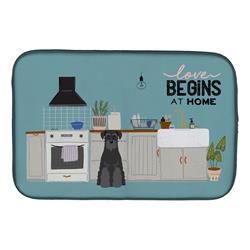 14 x 21 in. Black Standard Schnauzer Kitchen Scene Dish Drying Mat