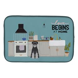 14 x 21 in. Black Grey Standard Schnauzer Kitchen Scene Dish Drying Mat
