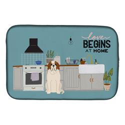 14 x 21 in. Saint Bernard Kitchen Scene Dish Drying Mat