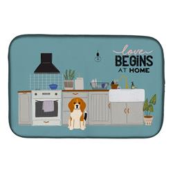 14 x 21 in. Tricolor Beagle Kitchen Scene Dish Drying Mat