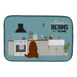14 x 21 in. Caucasian Shepherd Dog Kitchen Scene Dish Drying Mat