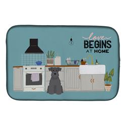 14 x 21 in. Black Miniature Schnauzer Kitchen Scene Dish Drying Mat