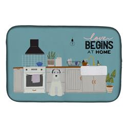 14 x 21 in. White Miniature Schnauzer Kitchen Scene Dish Drying Mat